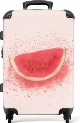 Produktbild von NoBoringSuitcases.com® Großer Koffer - Wassermelone - Obst - Pastell - Sommer - Kombinationsschloss TSA - Hartschalen Trolley 4 Rollen - 72 liter - Reisekoffer - 66 cmKoffer Mittelgroß 67x43x25 cm, 72L,