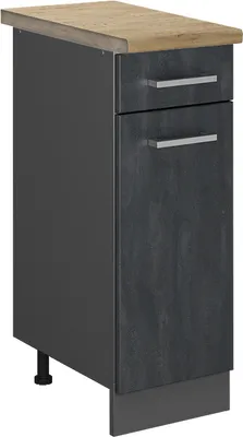 Zdjęcie produktu dla Szafka dolna do kuchni Vicco R-Line Czarny beton 30 cm BP Dąb, Model 47595