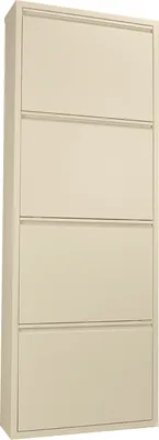 Produktbild von Betten-ABC Amelie  Moderner Schuhschrank, robust und platzsparend, aus pflegeleichtem Metall, Farbe: Creme, Klappen: Vier Klappen