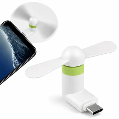 Produktbild von USB C Handy Ventilator für Samsung Galaxy S26 S25 S24 S23 S22 S21 Ultra 5G FE A57 A37 A27 A17 A16 A26 A36 A56 A55 A35 A54 A14 A53 USB-C Lüfter Weiß