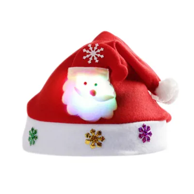 Produktbild von Red Christmas Hut glühend Erstellen Atmosphäre 3D Snowflake Festival Dress Up Doll Christmas Hut für Party-Weihnachtsmann-Kind