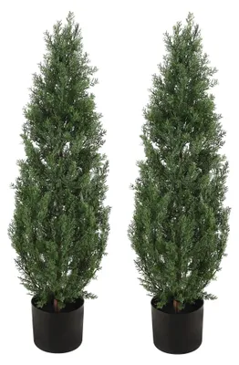 Obrázek produktu pro Umělá cedra – topiary, dekorativní rostlina – výška 120 cm – realistický vzhled – plast – pro použití v interiéru – dekorace do vstupní haly a obývacího pokoje – zelená