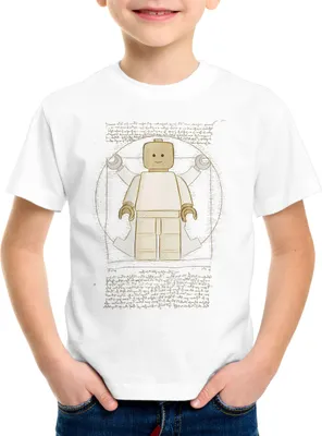 Produktbild von A.N.T. Vitruvianische Klemmbausteinfigur Kinder T-Shirt vinci mensch