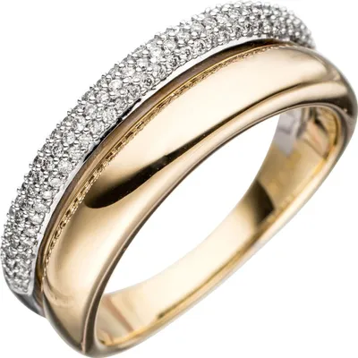 Produktbild von Ring 101 Diamanten Brillanten 0.3Ct W/SI 585 Gold Gelbgold & Weißgold Innenumfang 60mm  Ø19.1mm