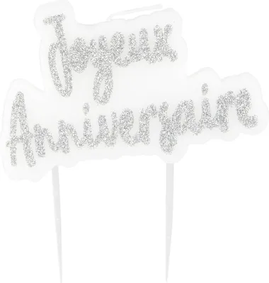 Obrázok produktu pre Sviečka na tortu Happy Birthday strieborná 8 x 5 cm – jednotná veľkosť