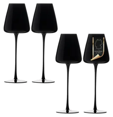 Image de Intirilife 4x verre à vin au design moderne en noir - capacité 500 ml - vin blanc verre à vin rouge calice résistant au lave-vaisselle verre cristal résistant aux chocs