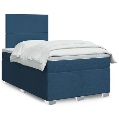 Produktbild von Langlebige Boxspringbett mit Matratze Blau 120x200 cm Stoff Gästebett mit Lattenrost Möbel2708009