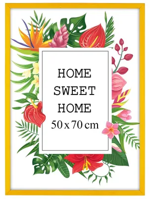 Obrázek produktu pro Rám na fotky MG Design, žlutý, 50 x 70 cm – vyrobený z pravého dřeva s akrylovým sklem, určený k zavěšení i k postavení, vhodný pro fotografie, plakáty a puzzle