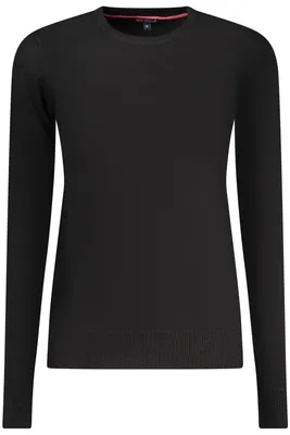 Produktbild von Schwarzes Damen Langarmshirt mit Rundhalsausschnitt und Logo