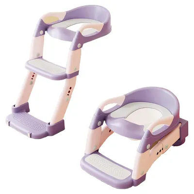 Produktbild von Kinder-Toilettensitz mit Trittstufe - 2-in-1 Kinder-Toilettensitz, höhenverstellbar, rutschfest - herausnehmbares Töpfchen