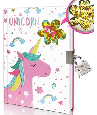 Image de Cahier journal intime pour filles, avec des paillettes, 160 pages, format 17,8 x 13 cm