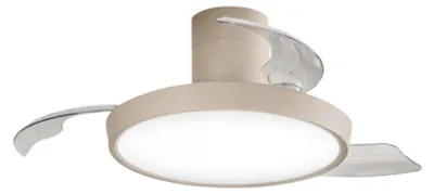 Immagine prodotto di Ventilatore da Soffitto con Pale a Scomparsa Colore Sabbia, Motore DC 40W, LED 30W Dimmerabile con Telecomando e Inversione di Marcia - Perenz