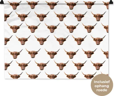 Produktbild von MuchoWow® Wandteppich Wandbehang Muster - Schottisches Hochlandrind - Tiere 90x67.5 cm Tapisserie Dekoration Wandtuch - Fototeppich - Wand-Skulpturen