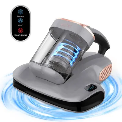 Immagine prodotto di Aspirapolvere senza fili per materassi JIGOO S100: 150 W, 10 kPa, 80.000 battiti al minuto, UV-C 253,7 nm, aria calda a 55 °C, eliminazione degli acari al 99,9%