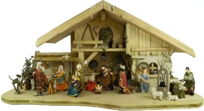 Produktbild von Traditionelle Weihnachtskrippe Zürich inkl. 17-tlg. Figurensatz ETA 1, Maße Krippe: ca. 70 x 30 x 35 cm