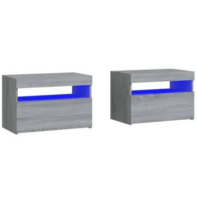 Obrázok produktu pre Nočné stolíky 2 ks s LED svetlami sivý dub sonoma 60x35x40 cm