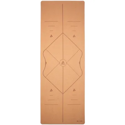 Produktbild von Yogamatte Pro Alignment aus Kork, extra lang und breit, 200 x 66 cm, inkl. Tragegurt und Yogatasche