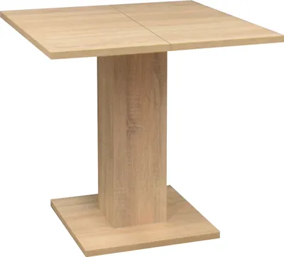 Image de Säulen-Esstisch >Tap< (ausziehbar bis 120cm) in eiche sägerau - 80/120x76x80cm (BxHxT)