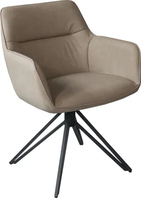 Produktbild von Refurbished Möbelretoure Drehstuhl 180 Grad drehbar Armlehnstuhl taupe Metallgestell schwarz PITT