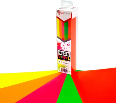 Produktbild von Signmart - NEON Vinylfolien Set - 5 verschiedene Farben in 31,5 x 20cm