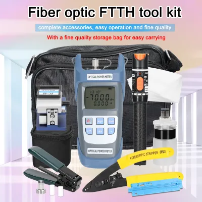 Obrázek produktu pro Sada optických vláken FTTH Tool Kit Optical Power Meter Fiber Cleaver Wire Stripper Optické vlákno Studené připojení Nástroje Set s úložnou taškou