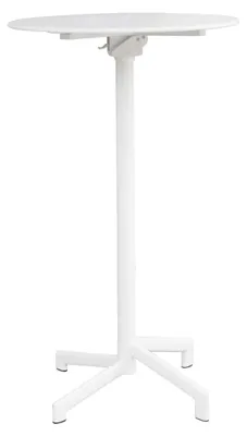Image de Table haute ronde de 60 cm de diamètre pour l'extérieur (bars et pubs), avec structure et plateau en acier Vegas - Blanc