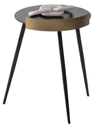 Immagine prodotto di Tavolino di design con bordo dorato e gambe nere