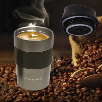 Produktbild von Edelstahl Thermobecher 360 ml mit Anti Rutsch Beschichtung KAMILLE KM-2150