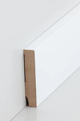 Produktbild von Sockelleiste MDF 16 x 80 Weiß RAL 9016 Foliert Fußleiste