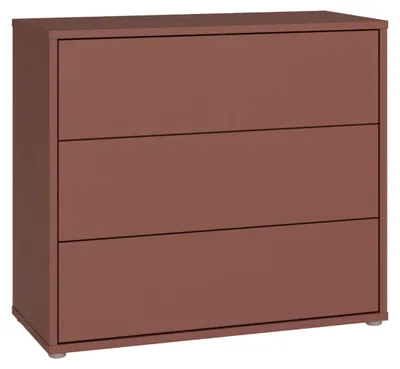 Produktbild von Forte ALICE SPRINGS Kommode 100, modern-minimalistisch, 3 Schubladen, Wohn-/Schlafzimmer, Holzwerkstoff, Terrakotta, 94,8 cm breit x 83,1 cm hoch x 41,5 cm tief