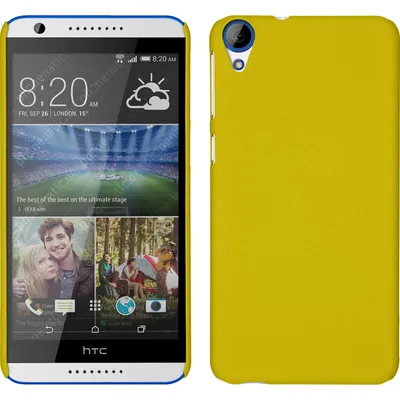 Produktbild von PhoneNatic Case kompatibel mit HTC Desire 820 - Hülle gelb gummiert Hard-case + 2 Schutzfolien