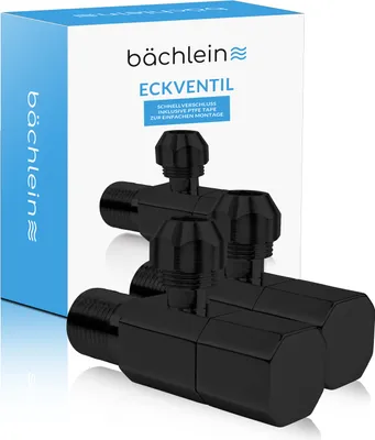 Produktbild von Bächlein Universal Eckventil 2er-Set Schnellverschluss Quarter Turn SCHWARZ