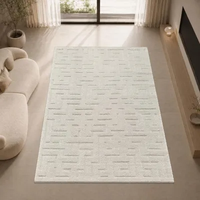 Produktbild von Teppich Beige pflegeleicht weich robust modern Größe - 80 x 150 cm