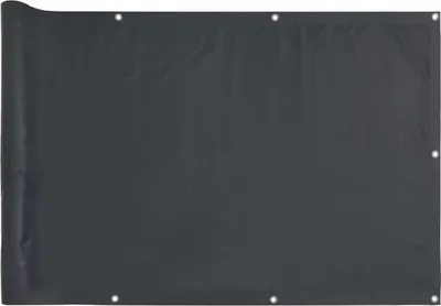A dark gray balcony privacy screen is laid out flat.
