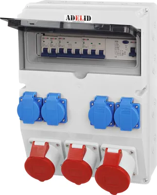 Produktbild von Baustromverteiler Wandverteiler CEE Dose 32A 2x 16A 5P 4x 230V Steckdose Komplett LS-Schalter Schutzschalter