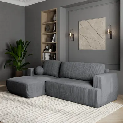 Produktbild von Masseno Ecksofa SENTI P L-S mit Schlaffunktion L-Form, Sofa mit Bettkasten, Wohnzimmersofa, Couch, Soffa, Bettsofa, Couchgarnitur- Grau, POSO 60