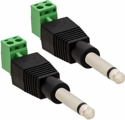 Produktbild von Klinke Stecker 6,35mm Adapter Terminal Block 2 Pin Schraubbar 2-Teilig - 2x Stecker