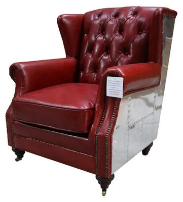 Produktbild von Ohrensessel Echtleder Vintage Chesterfield Leder Fernsehsessel Ledersessel Neu