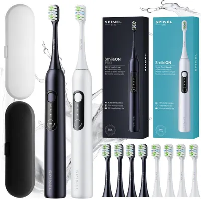 Obrázok produktu pre Zubná kefka SpinelCare SmileOn White + zubná kefka SpinelCare SmileOn PRO Black + 8 tipov + 2 puzdrá