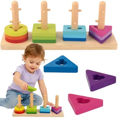 Obrázek produktu pro Třaďovač tvaru hraček s barevnými Montessori bloky