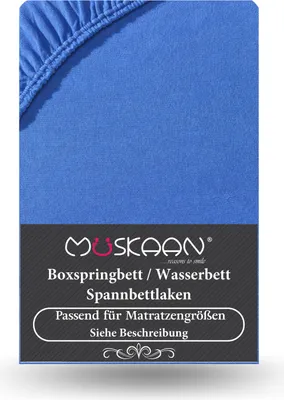 Produktbild von Premium Jersey Spannbettlaken 180x200 cm - 200x220 cm + 40 cm Boxspringbett mit Elasthan royalblau