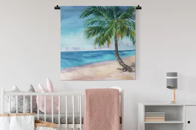 Produktbild von MuchoWow® Wandteppich Wandbehang Meer - Palme - Strand 90x90 cm Tapisserie Dekoration Wandtuch - Wandaufhänger