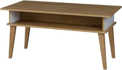 Produktbild von Couchtisch Bambey 17, Farbe: Eiche / Weiß - 115 x 65 x 56 cm (B x T x H)