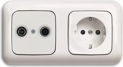 Produktbild von BUSCH JÄGER Komplettset Antennensteckdosen-Einsatz Universal 2-Loch Durchgangsdose Frequenzbereich von 5-2400 MHz Radio/TV/SAT + 2fach Rahmen Steckdose 20EUC-214 und Abdeckung, ReflexSi alpinweiß