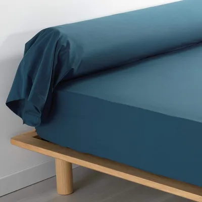 Image de Housse de coussin pour rouleau cervical, 85 x 185 cm, en percale, bleu, en coton