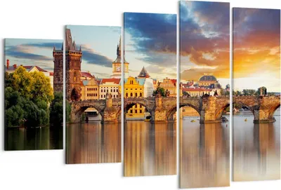 Produktbild von Bild auf Leinwand - Leinwandbild - Prag brücke geschichte fluss - 150x100cm - Wand Bild - Wanddeko - Leinwanddruck - Bilder - Kunstdruck - Wanddekoration - Leinwand bilder - Wandkunst - EG150x100-2819
