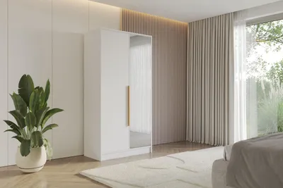 Produktbild von ALTDECOR Kleiderschrank mit Spiegel LESE - 100x200x51 Weiß Schrank Garderobenschrank Mehrzweckschrank mit modernen glatte Fronten