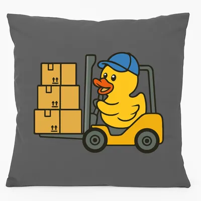 Produktbild von Huuraa Kissen Quietscheente Lager Comic Gummiente 40x40cm mit Füllung Steel Grey Baumwolle Dekokissen Geschenkidee