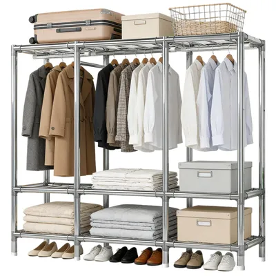 Produktbild von Stoffschrank Kleiderschrank Stoffschrank, 170x165x45cm, Metall mit Überzug aus Vliesstoff, Kleiderstange und Ablagen