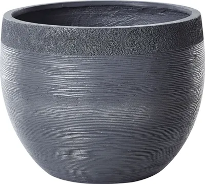 Obrázok produktu pre BELIANI Kvetináč sivý 50 x 50 x 39 cm vláknitá hlina okrúhly odolný voči vplyvom počasia